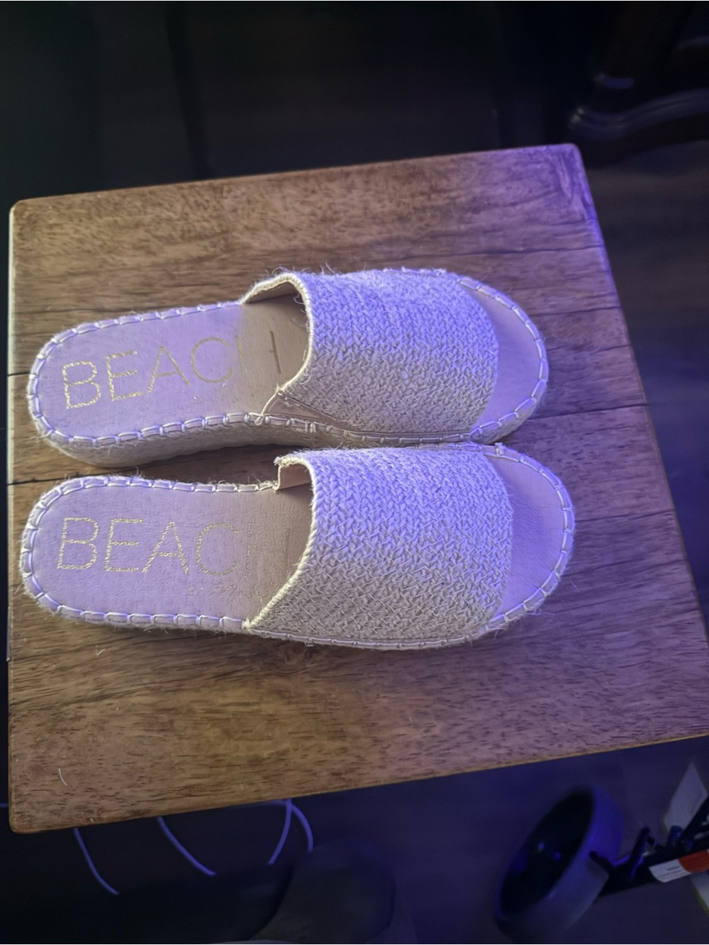 Beach Riot Kids Beige Woven Slide Sandals